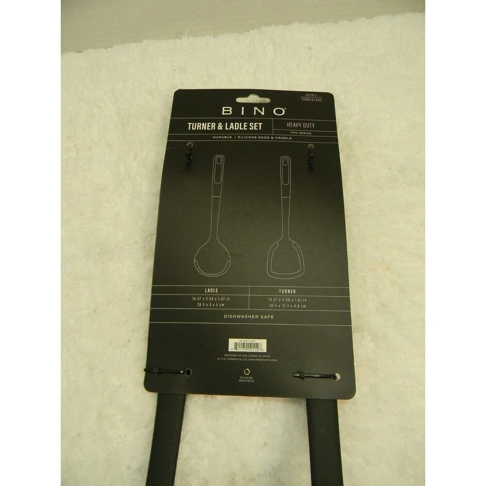 Bino Turner & Ladle Set Heavy Duty Spatula Silicone Edge & Handle Pro Series NWT